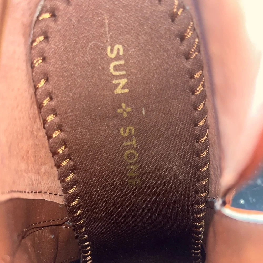 Sun + Stone Textured Brown Ankle Booties - Picture 3 of 3
